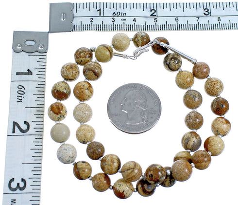 Picture Rock And Genuine Sterling Silver Bead Necklace SX115267